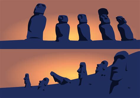 Silhouettes Of Easter Island Idols 180549 Vector Art At Vecteezy