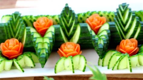 Cucumber And Carrot Rose Flower Fruit And Vegetable Carving Decoration