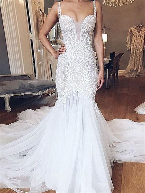 Previous prices$ 59.11 25% off. Spaghetti Strap Vintage Mermaid Wedding Dresses Lace ...