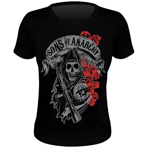 Tee Shirt Femme Sons Of Anarchy Roses Rock A Gogo