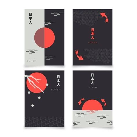 Premium Vector Minimalist Japanese Cover Collection Design Graphic