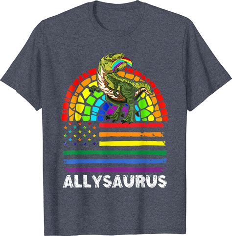 Allysaurus Dinosaur In Rainbow Flag For Ally LGBT Pride T Shirt