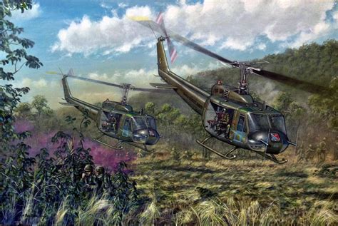 Us Huey Helicopters Landing With Reinforcements Vietnam War Vietnam