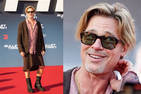 brad pitt s skirt at the bullet train premiere divides opinions online