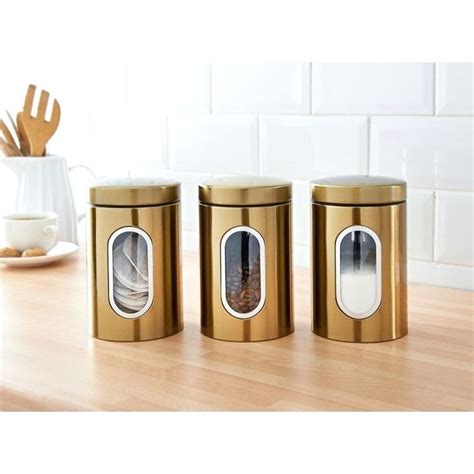 Gold Canisters Set Of 3 Glass Front Rose Canister Sets Ceramic
