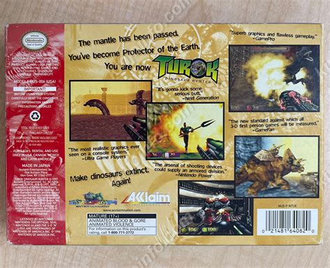 Turok Dinosaur Hunter時空戦士テュロック中古美品N64北米版 kinjoinfo
