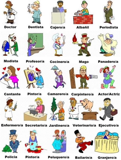 Colors In Spanish Occupations And Professions In Spanish Recursos De