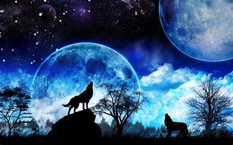 3d Wolf Wallpaper Wolf Howling Blue Moon 1920x1200 Download Hd