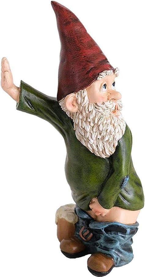 Umifica Gnome Pants Down Peeing Naughty Garden Gnome Statue Garden