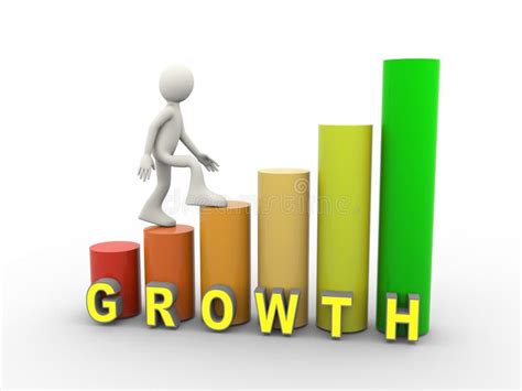 3d Man And Growth Progress Bars Stock Illustration Illustration Of