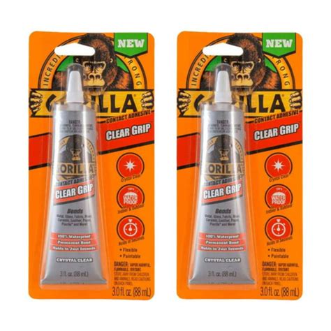 Gorilla Clear Grip Contact Adhesive Glue 3oz Waterproof Permanent