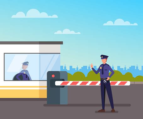 New users enjoy 60% off. Security Guard Protect Toll Booth Vector Flat Graphic ...