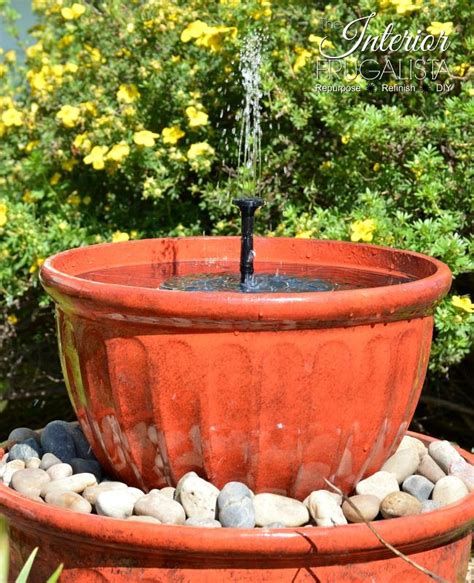 Diy Solar Flower Pot Water Fountain Filled With Water The Interior