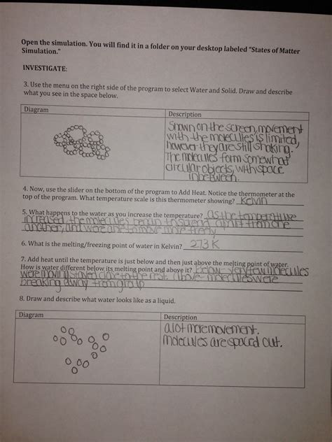 States of matter phet lab answer key. Visualizing Chemistry- Winterm: Activity Six: States of ...