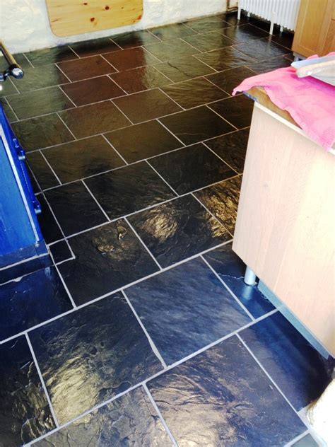 Slate Kitchen Floor Restored At Wye Valley Cottage Stone Cleaning And