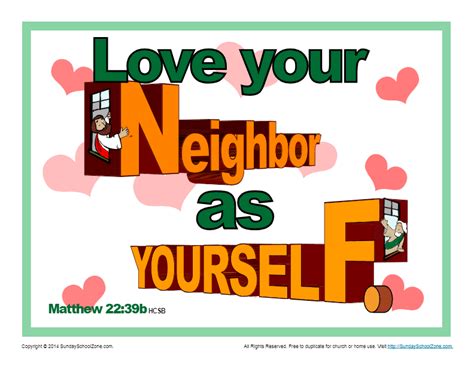 Love Your Neighbor As Yourself Scripture Page On Sunday School Zone