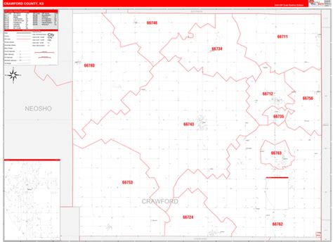 Crawford County KS Zip Code Maps Red Line