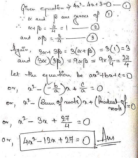 if alpha and beta are zeros of polynomial 4x 2 4x 3 then form quadratic polynomial whose