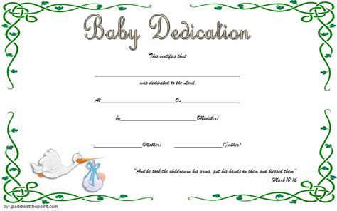 Baby Dedication Certificate Fillable