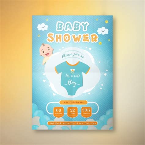 Premium Vector Its A Boy Baby Shower Invitation Card