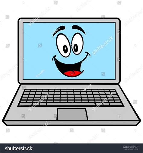 Laptop Cartoon Vector Cartoon Illustration Computer Stock Vector