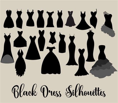 Black Dress Silhouettes Clipart Little Black Dress Vectors Etsy In