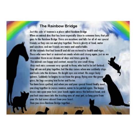 Poema del puente del arco iris postal | Zazzle