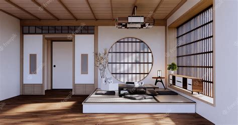 Premium Photo The Wooden Interior Designzen Modern Living Room