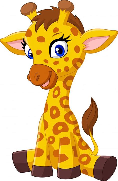 Cartoon Baby Giraffe Sitting Wall Decal