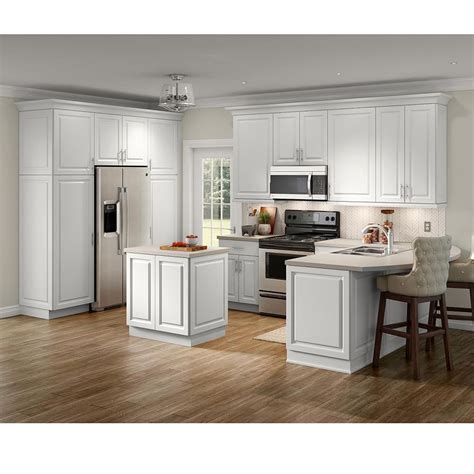 Hampton bay hampton satin white raised panel stock assembled base kitchen cabinet with drawer glides (15 in. Hampton Bay Benton Ready to Assemble 36x34.5x24.5 in. Corner Sink Base Cabinet in White-BT3635C ...
