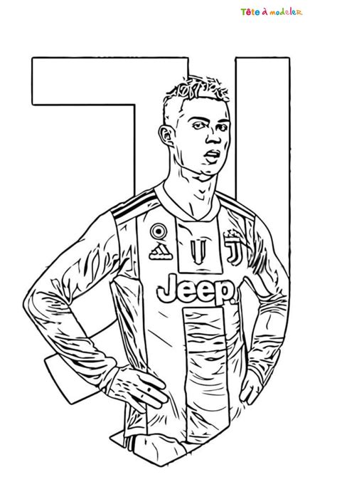 Coloriage De Ronaldo à La Juventus à Imprimer Avec Tête à Modeler