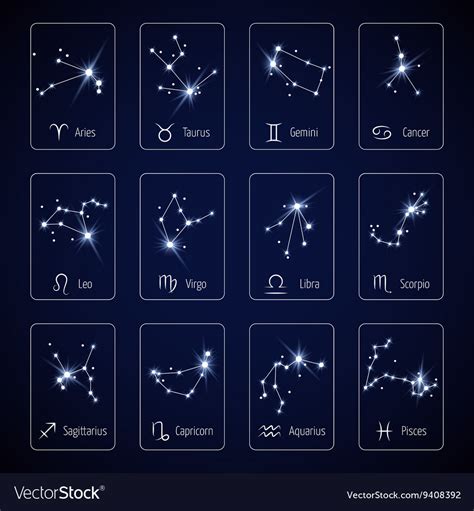 Zodiac Sign All Horoscope Constellation Stars For Vector Image