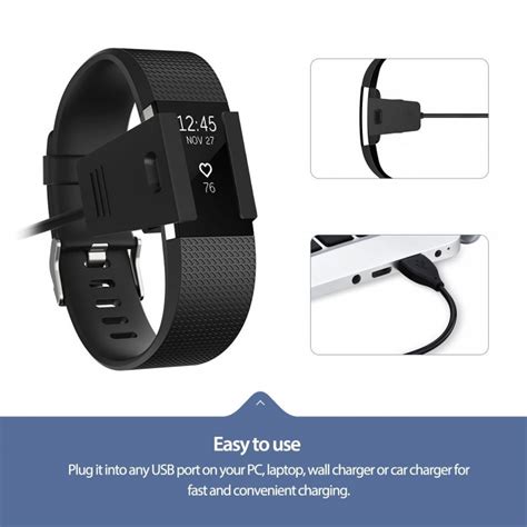 Fitbit Charge 2 Replacement Usb Charger Black Geewiz