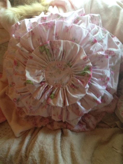 Ruffled Round Pillow Etsy Round Pillow Pillows Floral Fabric