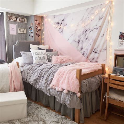 Pink And Gray Dorm Room Dorm Room Color Schemes Dorm Room Designs Dorm Room Colors