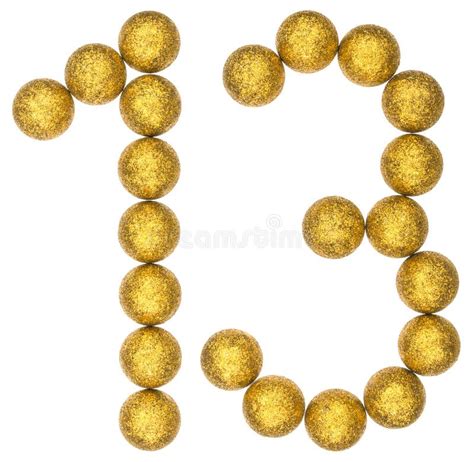 Numeral 13 Thirteen From Decorative Balls Isolated On White B Stock