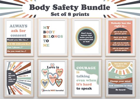 Body Safety Rules Poster Set Teach Kids Consent Posters Boho Etsy