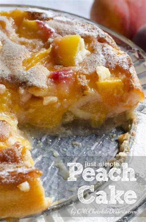 Do you make recipes that often call for egg whites but not the yolk? Just Simple Peach Cake | OMG Chocolate Desserts