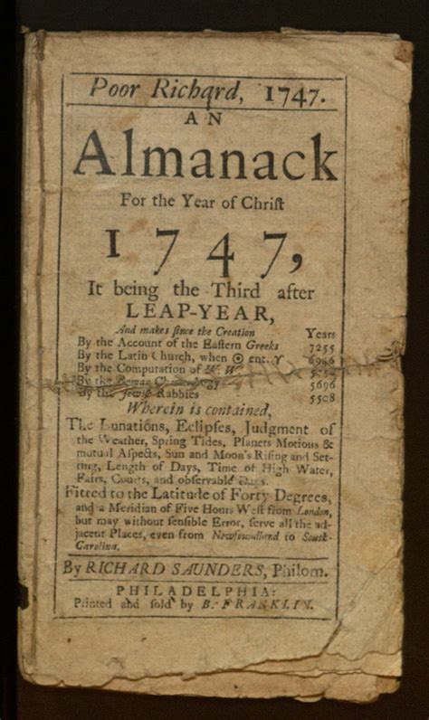 Poor Richard 1747 An Almanack For The Year Of Christ 1747