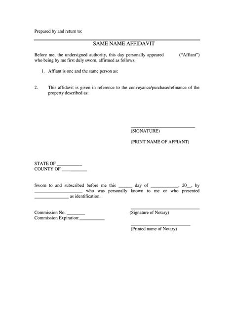 Same Name Affidavit Form Complete With Ease AirSlate SignNow