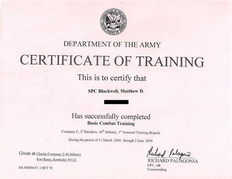 Combat Lifesaver Certificate Template Elegant Army Certificate Tra