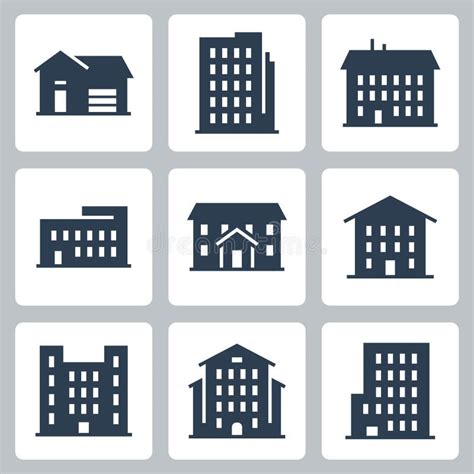 Vector Buildings Icons Set Stock Vector Illustration Of Shop 34985897