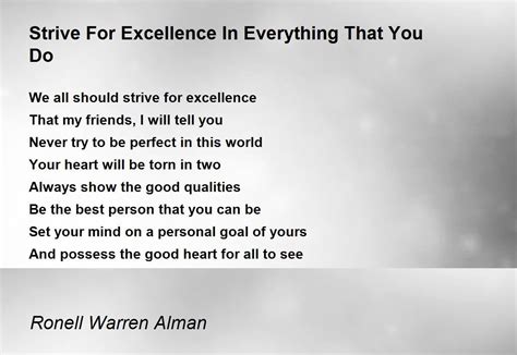 Strive For Excellence In Everything That You Do Strive For Excellence
