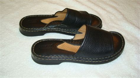 Womens Born Black Leather Slide Sandals 3656mw Ebay