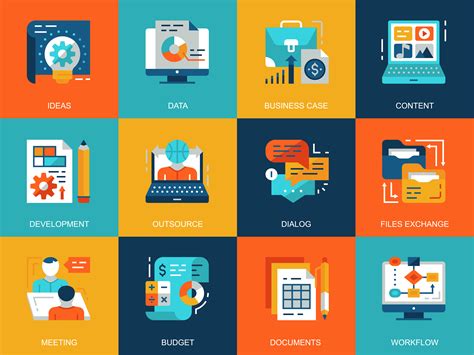 Project Management Icon Set 273730 Vector Art At Vecteezy