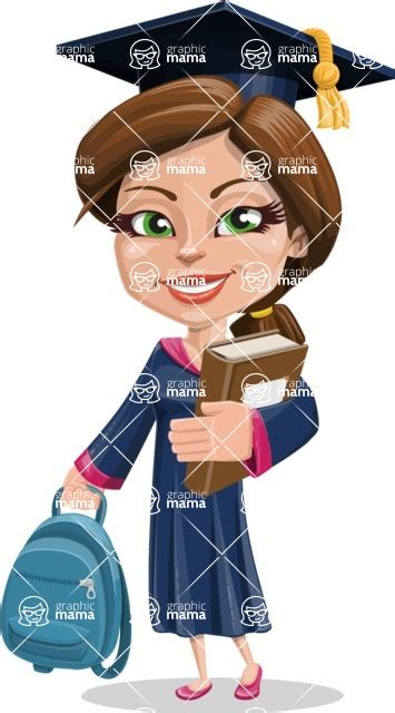 Cute Graduation Girl Cartoon Vector Character 112 Illustrations Books And Backpack Graphicmama