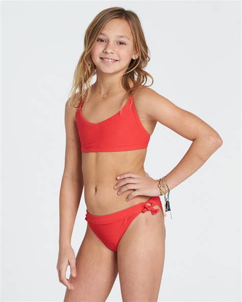 Swimwear Billabong Girls Girls Line Up Tali Set Bikini Set Bright Red