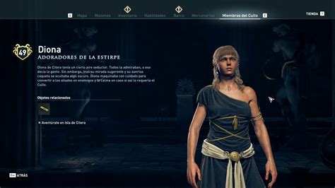Assassins Creed Odyssey Miembro del Culto Diona Misión Por