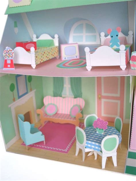 Dollhouse Furniture Printable Paper Craft Pdf Etsy Paper Doll House