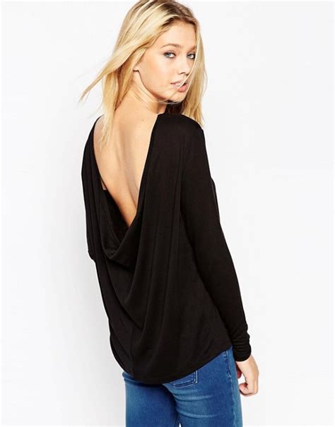 asos asos the scoop back top with long sleeves